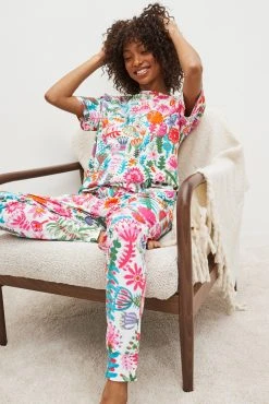 Next Lucy Tiffney White Floral Lucy Tiffney White Floral Short Sleeve Long Leg Pyjamas Set
