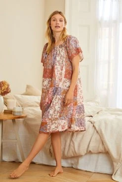 Next Lilac Purple Patchwork Floral Ruffle Cotton Nightie Slip