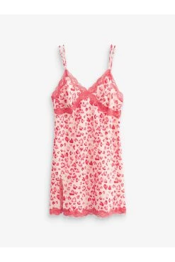 Next Pink Heart Print Lace Trim Slip -Next shop C14 630s7 scaled