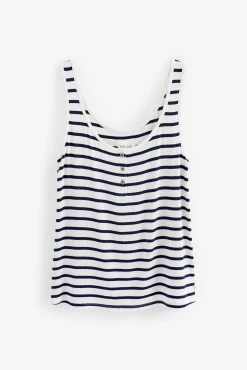Next Navy Blue/White Stripe Ribbed Vest Pyjama Short Set -Next shop C15 602s6 scaled