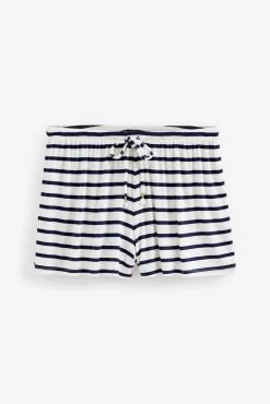Next Navy Blue/White Stripe Ribbed Vest Pyjama Short Set -Next shop C15 602s7 scaled