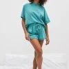 Next Teal Blue Palm Tree Cotton Short Pyjamas Set