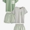 Next Green Cotton Blend Pyjamas 2 Pack