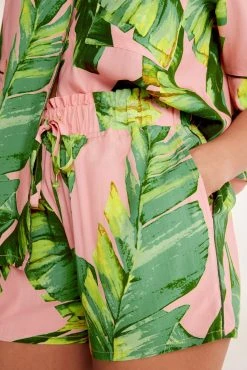 Next Pink Palm Leaf Button Through Short Set Pyjamas -Next shop C22 022s4 scaled
