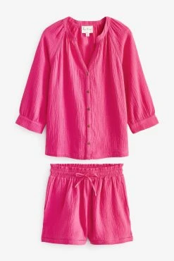 Next Cotton Crinkle Pyjama Short Set -Next shop C23 888s6 scaled