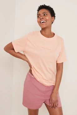 Next Coral Pink Geometric Short Sleeve Pyjama Sets 2 Pack -Next shop C24683s3 scaled