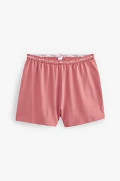 Next Coral Pink Geometric Short Sleeve Pyjama Sets 2 Pack -Next shop C24683s8 scaled