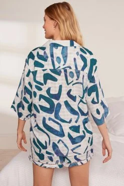 Next Blue Viscose Button Through Short Set Pyjamas -Next shop C25015s3 scaled