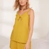 Next Yellow Crinkle Cotton Cami Short Pyjama Set