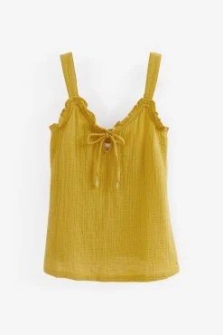 Next Yellow Crinkle Cotton Cami Short Pyjama Set -Next shop C30 756s7 scaled