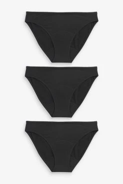 Next Black Medium Flow Essential Period Knickers 3 Pack -Next shop C30598s5 scaled