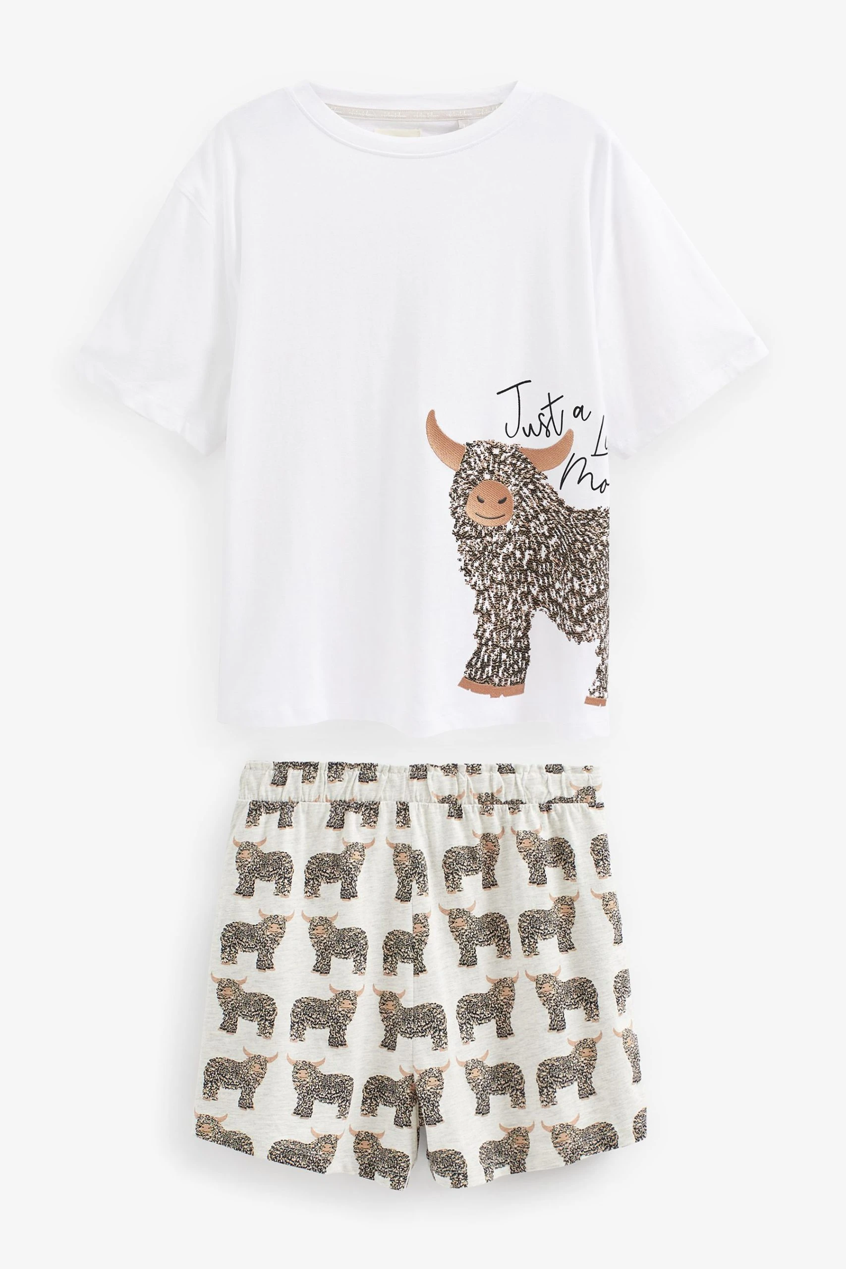 Next Ecru Hamish The Highland Cow Cotton Short Set Pyjamas 5 Next Ecru Hamish The Highland Cow Cotton Short Set Pyjamas - Image 5