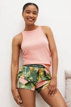 Next Cotton Blend Ribbed Vest Short Pyjamas Set