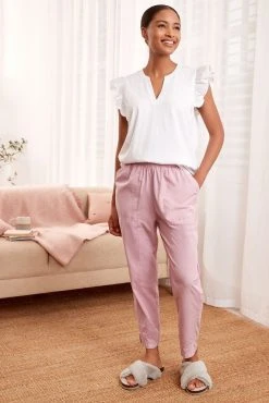 Next Pink/White Cotton Frill Sleeves Pyjamas
