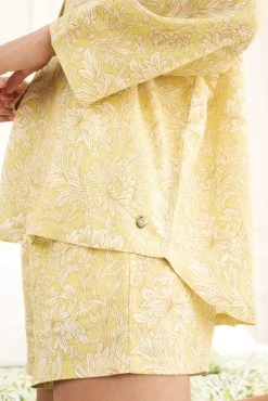 Next Yellow Chrysanthemum Morris & Co. Button Through Short Pyjama Set -Next shop C45 092s7 scaled
