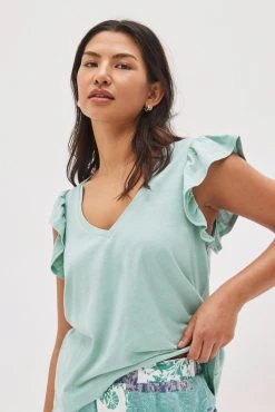 Next Blue Patchwork Print Frill Short Sleeve Pyjamas -Next shop C45 462s6 scaled