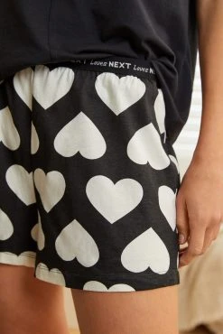 Next Black/White Heart Cotton Short Set Pyjamas 9 Next Black/White Heart Cotton Short Set Pyjamas -Next shop C45 944s3 scaled