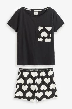 Next Black/White Heart Cotton Short Set Pyjamas 11 Next Black/White Heart Cotton Short Set Pyjamas -Next shop C45 944s5 scaled