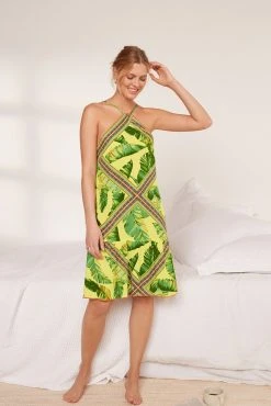Next Green Tropical Leaf Printed Slip Dress