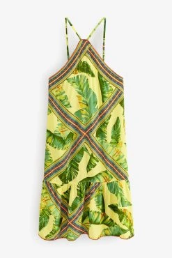 Next Green Tropical Leaf Printed Slip Dress -Next shop C47 070s5 scaled