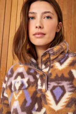 Next Lilac Purple Geometric Cosy Borg Half Placket Top -Next shop C47 467s4 scaled