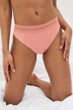 Next Blue/Coral Orange/Cream Geo Lace Trim No VPL Knickers 3 Pack