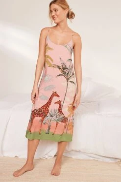 Next Pink Giraffe Satin Slip Dress