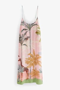 Next Pink Giraffe Satin Slip Dress -Next shop C53 841s4 scaled