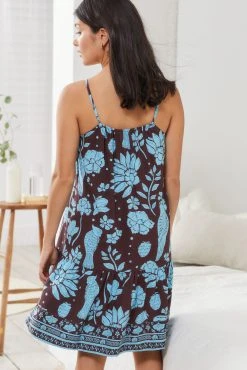 Next Brown Floral Woven Slip -Next shop C61 731s3 scaled