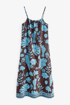 Next Brown Floral Woven Slip -Next shop C61 731s5 scaled