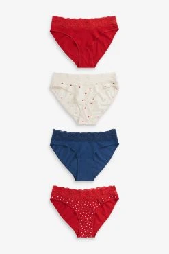 Next Lace Trim Cotton Blend Knickers 4 Pack