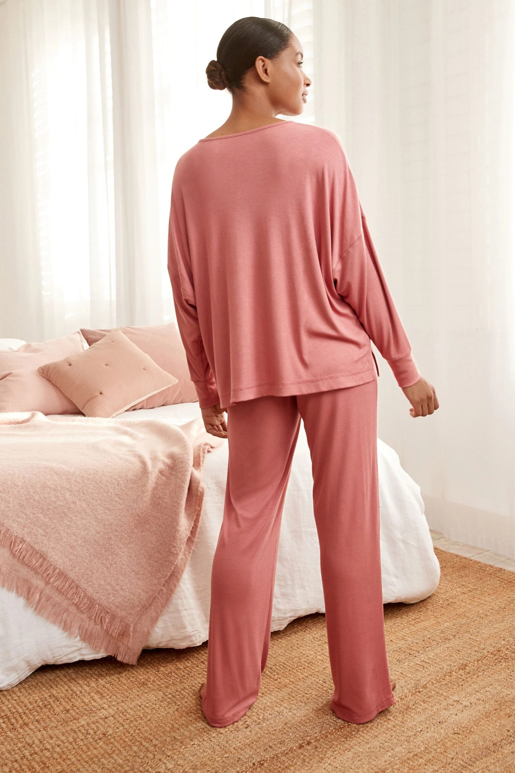 Next Ribbed Long Sleeve Pyjamas 2 Next Ribbed Long Sleeve Pyjamas - Image 2