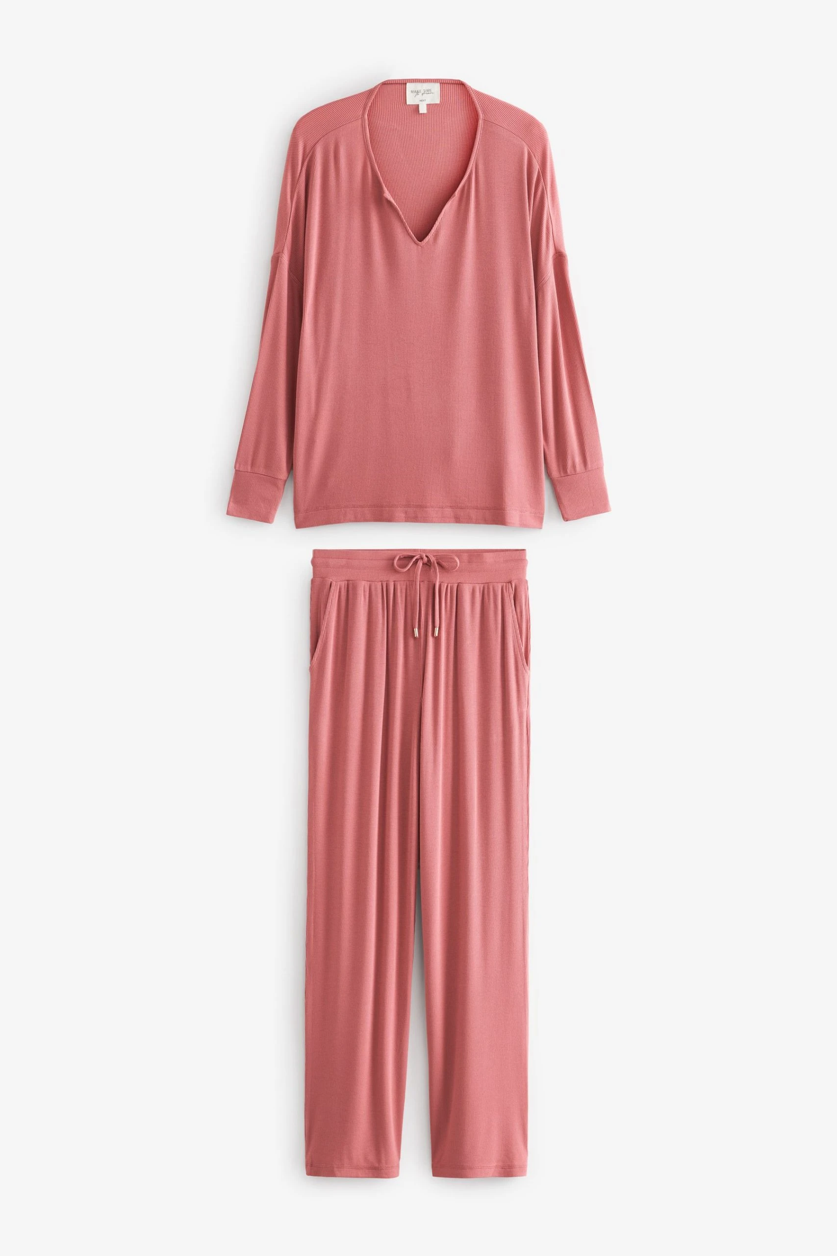Next Ribbed Long Sleeve Pyjamas 4 Next Ribbed Long Sleeve Pyjamas - Image 4