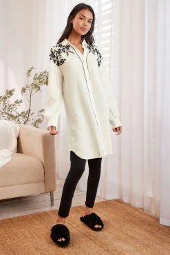 Next White Cotton Embroidery Nightshirt -Next shop C74 310s4 scaled