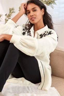 Next White Cotton Embroidery Nightshirt -Next shop C74 310s5 scaled