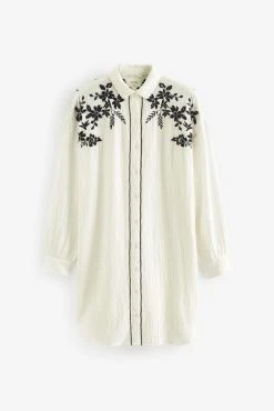 Next White Cotton Embroidery Nightshirt -Next shop C74 310s6 scaled