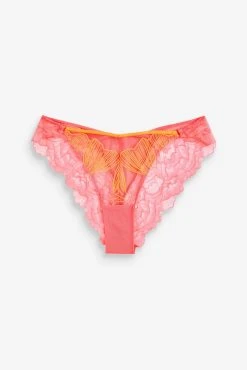 Next Pink/Orange Embroidered V-Waist Brazilian Briefs -Next shop C79 036s5 scaled