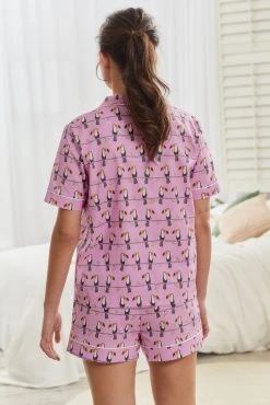 Purple Terry Toucan Scion At Next Button Through Short Pyjama Set -Next shop C80 599s4 scaled