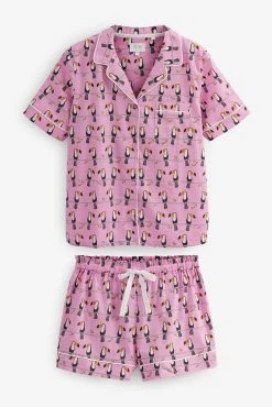 Purple Terry Toucan Scion At Next Button Through Short Pyjama Set -Next shop C80 599s7 scaled