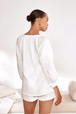 Next White Embroidery Cotton Crinkle Pyjama Short Set -Next shop C87 493s3 scaled