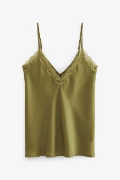 Next Olive Green Lace Detail Strappy Cami Top -Next shop C91579s6 scaled
