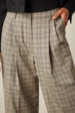 Next Brown Check Wide Leg Turn-Up Trousers -Next shop C94 916s3 scaled