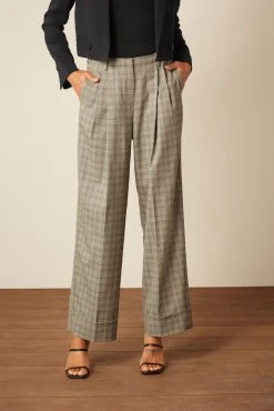 Next Brown Check Wide Leg Turn-Up Trousers -Next shop C94 916s4 scaled