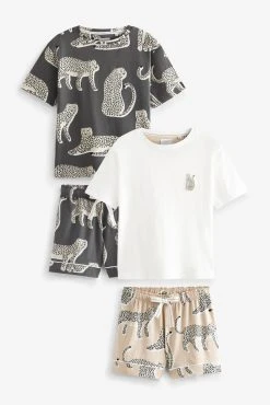 Grey/Brown Lionel Scion At Next Cotton Short Set Pyjamas 2 Pack