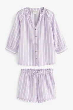 Next Violet Purple Cotton Crinkle Pyjamas Short Set -Next shop D32 948s6 scaled