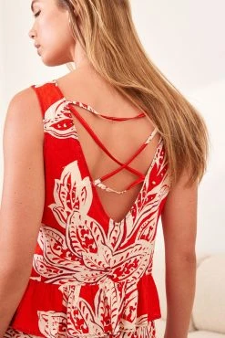 Next Red Floral Viscose Vest Pyjamas -Next shop D32 949s5 scaled