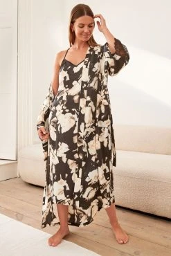 Next Black/Cream Floral Satin Lace Night Dress -Next shop D32932s4 scaled