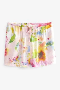 Next Pink Floral Vest Pyjama Short Set -Next shop D32933s7 scaled