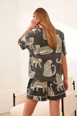 Next Charcoal Grey Scion Lionel Short Sleeve Cotton Pyjamas -Next shop D47346s5 scaled