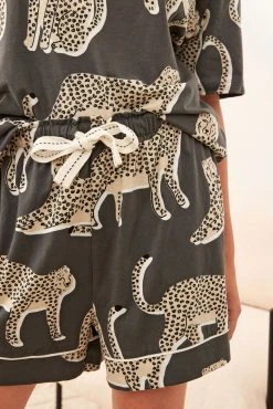 Next Charcoal Grey Scion Lionel Short Sleeve Cotton Pyjamas -Next shop D47346s6 scaled